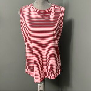 MICHAEL MICHAEL KORS Striped crew neck tank top women’s size large red and white